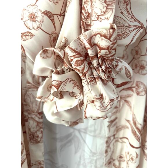 Cover up beach pool resort wear lightweight long sleeve stunning floral print - Picture 3 of 6